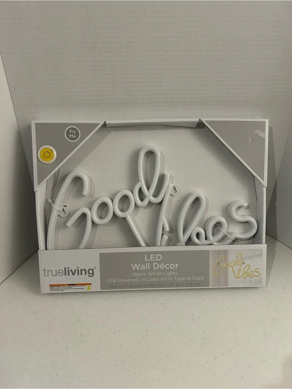 TrueLiving 'Good Vibes' LED Wall Decor in White